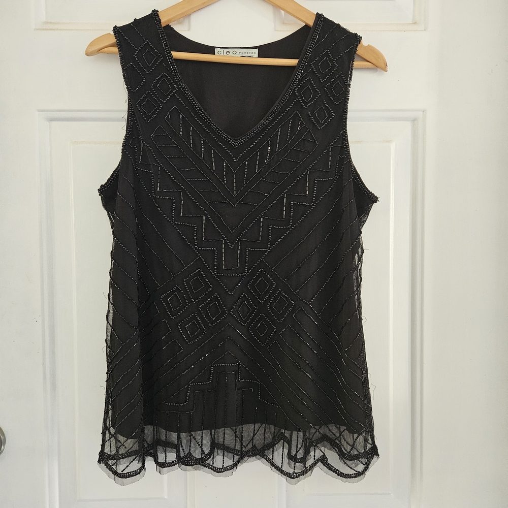 Cleo Women's Black Beaded Top